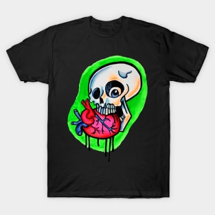 Skull biting a heart T-Shirt